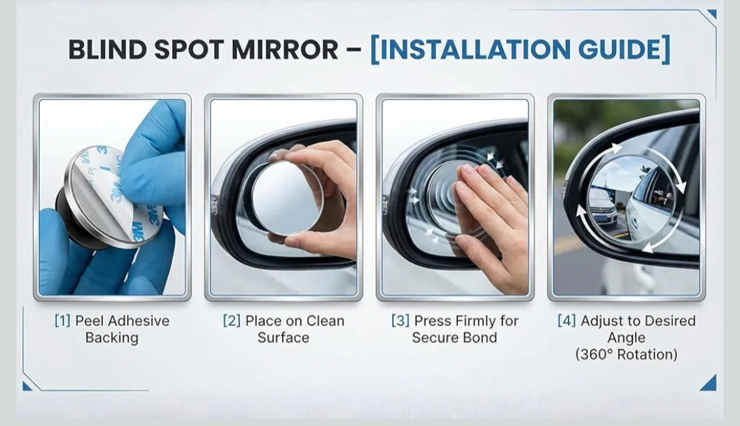 2 PCS Car Blind Spot Mirror – 360° HD Wide Angle (See Both Sides Clearly)